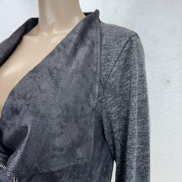 Miilla Mix Media Zip Front Black Moto Jacket NWT Stitch fix S Soft Goth Metal - Picture 4 of 8